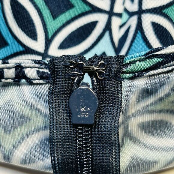 LOFT Blue Geometric Sheath Dress Womens Size 2 Bugle Bead Neckline - Picture 5 of 12